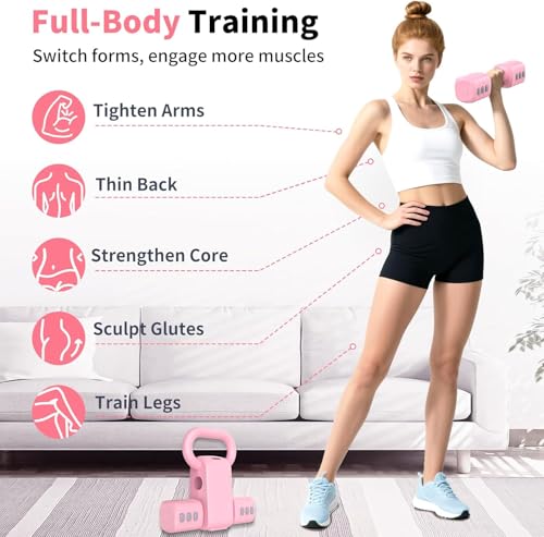 2-in-1 Adjustable Dumbbell Set, 4-Level Weight Dumbbell Set, Suitable for Women and Men, Each Piece 2.2/3.3/4.4/5 lbs Hand Weight with Kettlebell Form, Ideal for Home Gym Workouts