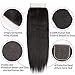 Flady Malaysian Straight Virgin Hair 3 Bundles with Closure 8a Grade Unprocessed Virgin Human Hair Bundle with Lace Closure (10 12 14+8inch)
