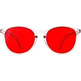 Bloomoak 99% Orange Blue Light Blocking Glasses,Retro Trendy Round Style,Relieve Eye Fatigue,Improve Sleep For Screens/Games