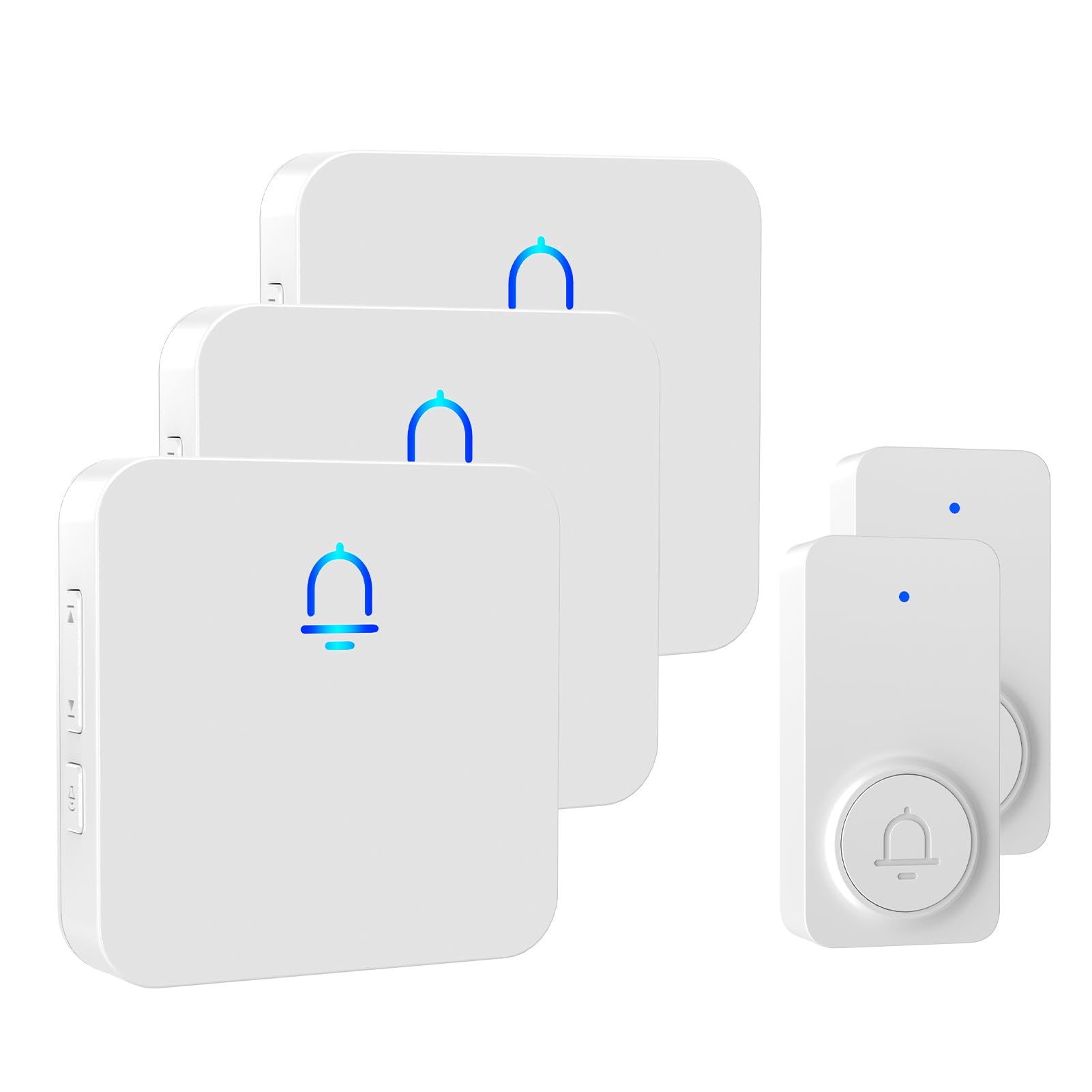 Wireless Doorbell 2 Buttons - Hassle-Free Installation, 1000ft Range, Adjustable Volume, Waterproof Design, 32 Melodies - White(3 receiver 2 Button) Image