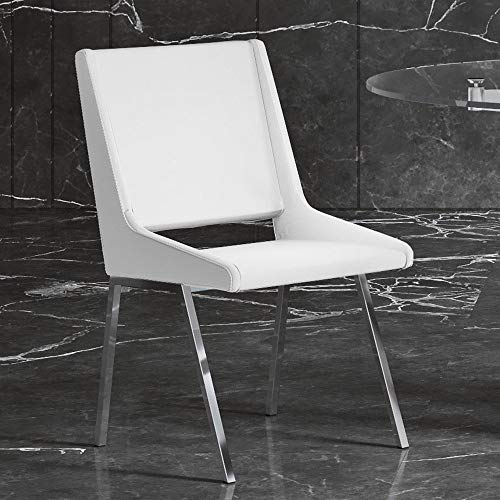 Zuri Modern Fiore Dining Chair in White Leatherette and Chrome Pricepulse