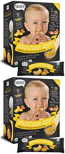 Nosh Baby Munchable Dippers Organic Teething Wafers and Purees Variety Pack (Banana and Mango, 2 Pack)