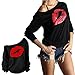 Lips Off the shoulder oversized slouchy sweater sweatshirt
