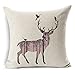 Aumey Simple Cotton Linen Square Throw Flax Pillow Case Decorative Cushion Cover Deer Antlers Elephant Head Rhinoceros 18 