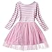 IWEMEK Baby Girl Princess Long Sleeve Shinny Stripe Crown Printed 1st/2nd/3rd Birthday Cake Smash Tulle Tutu Skirt Dress, Pink (2 Years), One Size
