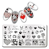 NICOLE DIARY 1Pc Rectangle Stamping Plate Love Valentine's Day Pattern 4.7x2.4inch Nail Art Plate