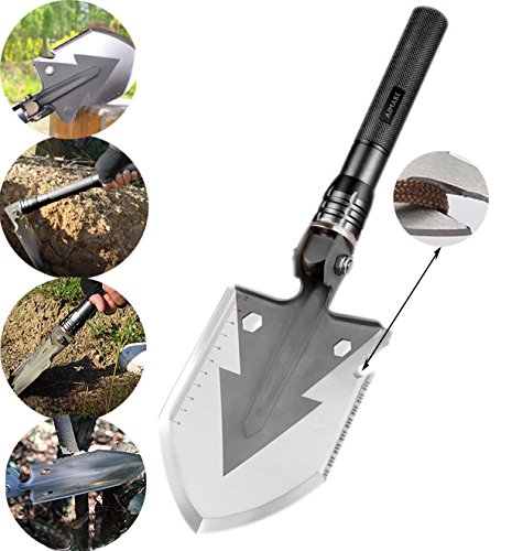 Super High Strength Military Folding Shovel with Carrying Pouch for Camping,Hiking,Backpacking,Fishing,Tactical Army Surplus Multitool,Trench Entrenching Tool,Car Emergency (black, 29) - Thumbnail 2