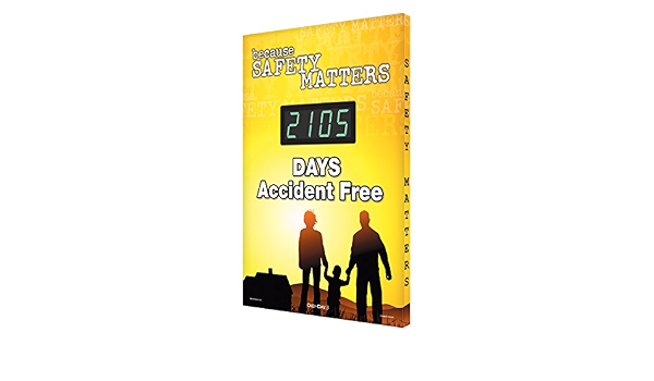 Accuform Signs Sca279 Aluminum Digi-Day Electronic Scoreboard, Legend "Because Safety Matters - #### Days Accident Free", 28" Height X 20" Width X 2" Depth, White On Yellow (846642088132)