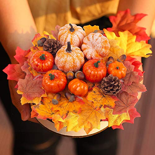HANSGO Fake Pumpkin Decor, Mini Pumpkins Artificial Foam Pumpkins Small Pumpkins for Decorating, 50PCS Halloween Thanksgiving Decorations