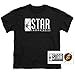 PopFunk Classic Youth Flash Superhero Star Labs T Shirt for Boys & Stickers (Medium) Black