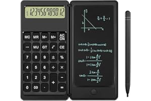 IPEPUL Desk Calculator, Desktop Small Calculator with Writing Notepad, Basic 4-Function Math Large Button Calculator, School Supplies for Kids, Middle/High School Students (Black)