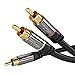 KabelDirekt – RCA/Phono Y Cable – 3ft Short – 1 to 2 RCA/Phono, Stereo Audio Cable (Coax, Male/Male Plugs, Analog/Digital, Adapter for subs/amps/Hi-Fis/Home Theater/receivers, Black)