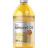 Horbäach Sweet Almond Oil 64 fl oz | for Hair and Skin | Cold Pressed & Hexane Free | Bulk Size Carrier Oil | Vegan, Non-GMO, Cruelty Free