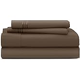 Cosy House Collection Everyday 1500 Series Bed Sheet Set - Ultra Soft & Cool Hotel Luxury Bedding - Deep Pocket - Wrinkle, Stain and Fade Resistant - 4 Piece Set (Queen, Brown)