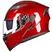 ILM Motorcycle Dual Visor Flip up Modular Full Face Helmet DOT 6 Colors Model 902 (XL, RED)