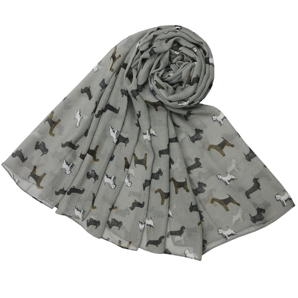 Purple Possum® Westie Dog Scarf Scottie Sausage Dogs Dachshund Wired Fox Terrier Dog Lightweight Wrap (Grey)