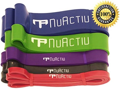 NuActiv (#5 Blue) Pull Up Assist Resistance Bands. Great for Stretching &amp; Mobility, Pull Ups, Chin Ups, Muscle Ups, Ring Dips, Physical Therapy and much more!