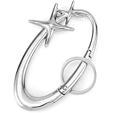 Fashion Y2K Metal Starlight Carabiner, Cute Silver Alloy Star Keychain Clip Cool Shiny Star Shaped Belt Loop Key Ring for Bag Purse Decoration