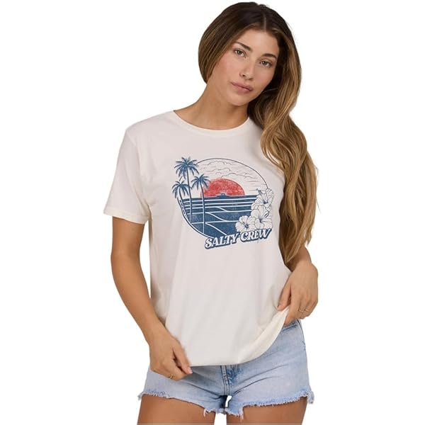 Salty Crew Women's Fun in The Sun Crew, Athletic Heather at Amazon