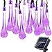 Qedertek Solar String Lights, 19.2 Ft 8 Modes 30 Water Drop LED, Solar Lights for Garden, Fence, Patio, Party and Holiday (Purple)
