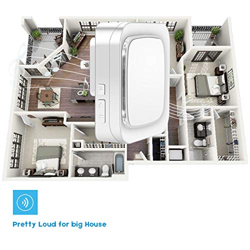 Wireless Doorbell Kit, Coolqiya Door Bell Chime with 2 Waterproof Transmitters and 4 Plug-in Receivers for Home 52 Ringtones