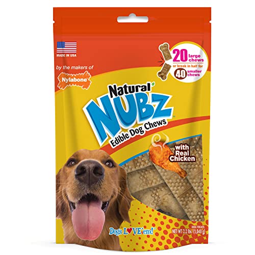 Nylabone Natural Nubz Chicken Dog Treats 1 (20 Count) Large 30+ lbs