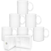 MR.R Set of 6 Sublimation Blanks Dishwasher White Ceramic Coffee Mugs 11oz Blank Ceramic Classic Drinking Cup Mug For Milk Te