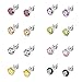 JewelrieShop Lady 8 Pairs Round Square Cuts Stud Earrings, Stainless Steel Cubic Zirconia Rings Set