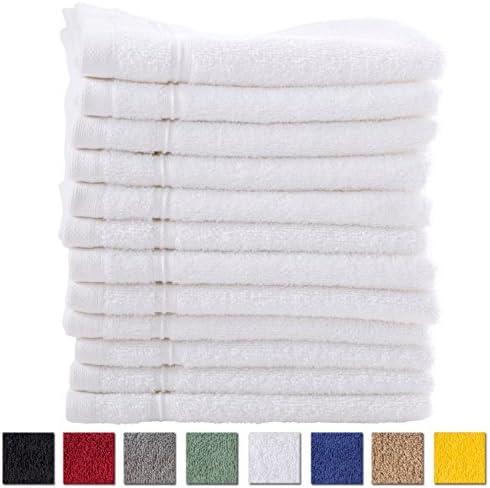 12 Pack Washcloths Set Premium Quality | Thirsty Absorbent Soft &amp; Plush Turkish Cotton - White