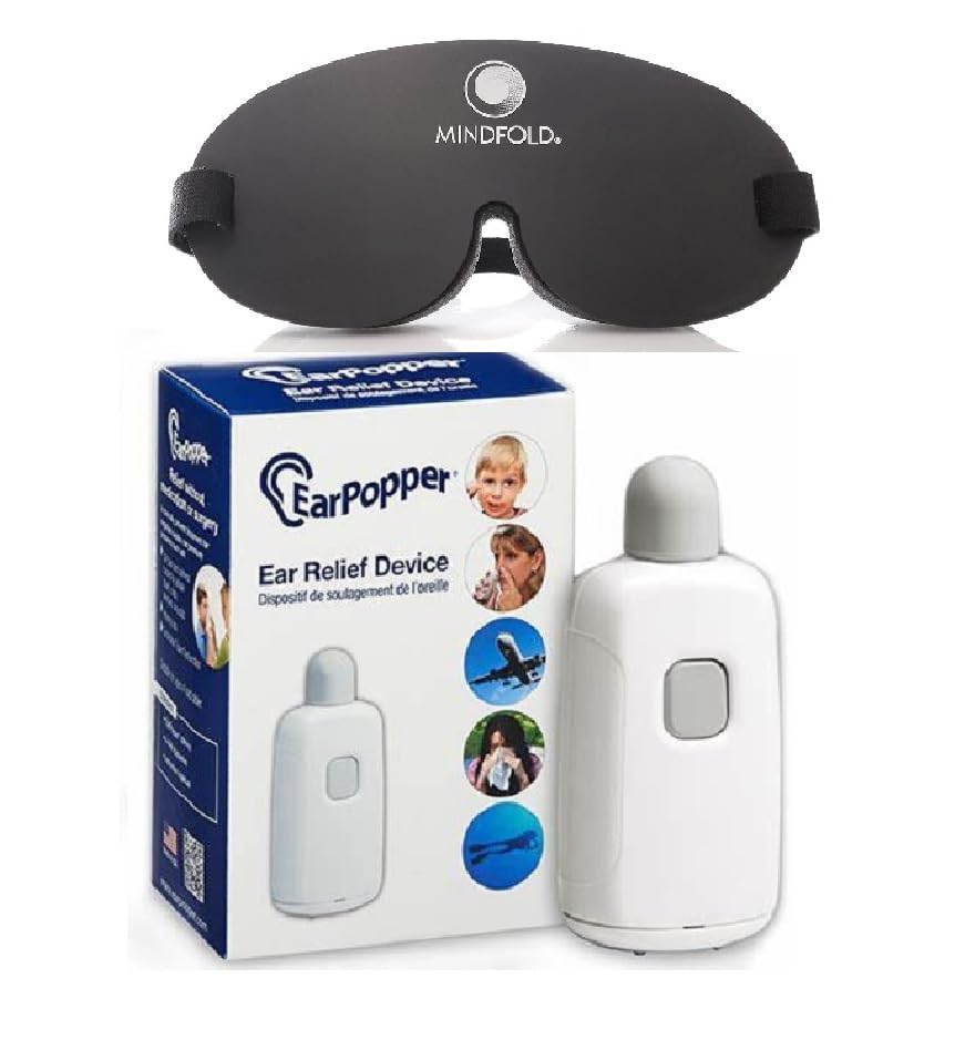 Photo 1 of Generic Ear Pressure Relief Device for Flying, Elevator Rides, Swimming, Scuba Diving Ear Popper with Mindfold Sleep Mask, White and Black