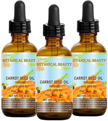 CARROT SEED OIL 100 % Natural Cold Pressed Carrier Oil. 1 Fl.oz.- 30 ml. Skin, Body, Hair and Lip Care. "One of the best oils to rejuvenate and regenerate skin tissues.' by Botanical Beauty
