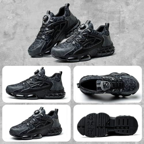 GemChve Safety Shoes Men Lightweight Breathable Women's Safety Sneakers Steel Toe Cap Non-Slip Comfortable Work Shoes 3-12 UK