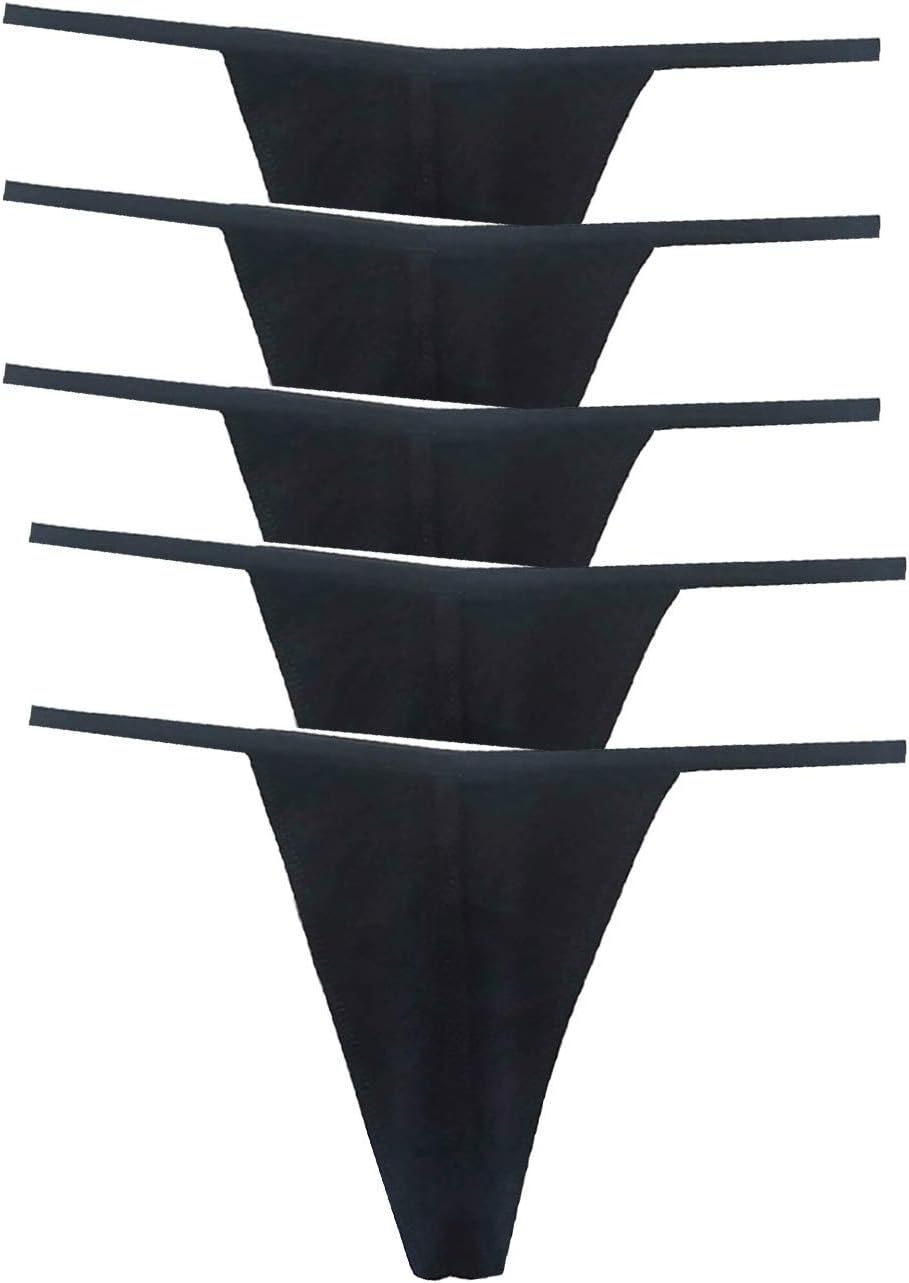 Womens Panties Cotton Thongs Sexy G-String Low Rise T-Back Underpants Pack of 5/6