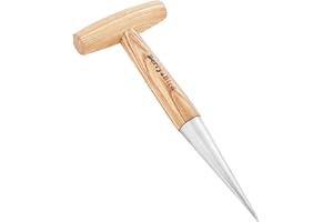 Berry&Bird Hand Dibber, Stainless Steel Sow Dibbler with Wood Handle, Garden Hole Punch Dibbler Tool for Planting Seeds & Bulbs, Hand Held Bulb Planter for Planting Flowers Tulips, Daffodils, Dahlias
