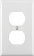 Leviton 80703-W 1-Gang Duplex Device Receptacle Wallplate, Standard Size, Thermoplastic Nylon, Device Mount, White, 1 Pack