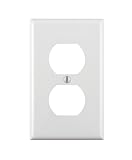 Leviton 80703-W 1-Gang Duplex Device Receptacle Wallplate, Standard Size, Thermoplastic Nylon, Device Mount, White