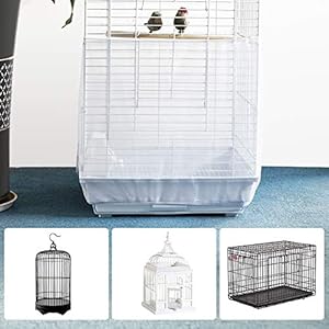 Furpaw Copertura per Gabbia in Rete di Nylon Guardia Voliera per Uccelli Pappagalli, Ventilata e Antipolvere - Bianco