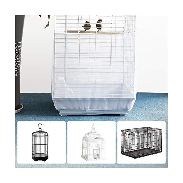 Furpaw Copertura per Gabbia in Rete di Nylon Guardia Voliera per Uccelli Pappagalli, Ventilata e Antipolvere - Bianco