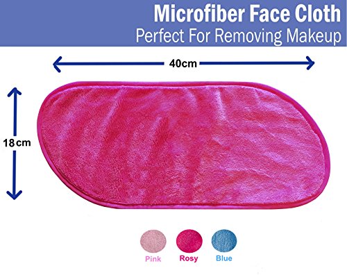 Makeup Remover Cloth 3 Pack - Chemical Free, Move Makeup Instantly with Just Water, Reusable Facial Cleansing Towel, Satisfaction Guaranty (1Pink+1Blue+1Rosy) - Thumbnail 3