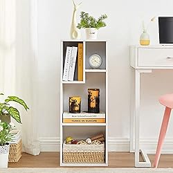VECELO 3-Tier Small Bookcase, 4 Cube Bookshelf with