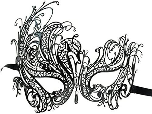 GnG Women's Swan Metal Filigree Laser Cut Venetian Masquerade Eye Mask