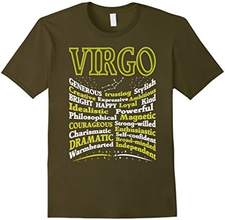 Mens Virgo Trusting Stylish Creative Independent Zodiac Tshirt Large Olive