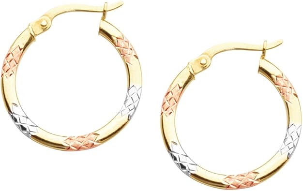 Hoop Earrings, 10Kt Gold Designer Hoop 
