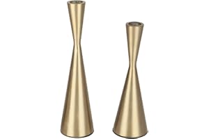 Vixdonos Brass Gold Metal Candle Holders Taper Candlestick Holders Set of 2 Table Decorative Candle Stand for Wedding, Dinning, Party,Home Decor (Gold)