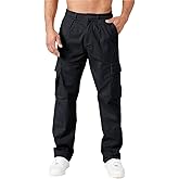THWEI Cargo Pants for Men Casual Cotton Lightweight Relaxed Fit Stretch Elastic Waist Work Pants