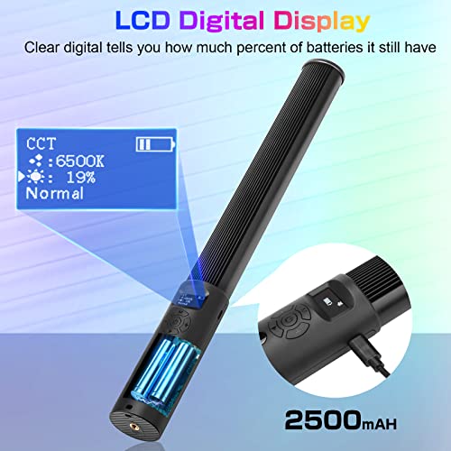 2 Pack Full Color RGB LED Video Light, 2500K-6500K, CRI95+, Full Color, 0-100% Adjustable, Adjustable Brightness for TikTok, Vlog, YouTube and Photography