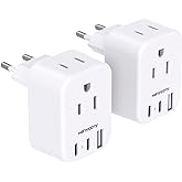 European Travel Plug Adapter for International, HANYCONY Italy Spain Power Adapter 2 Outlets 2 USB C Ports, Type C Adapter Travel Cruise Essentials for US to Most Europe France Germany EU, 2 Pack