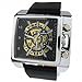 YouYouPifa Men's Synthetic Leather Strap Rectangle Mechanical Watches (Black Strap/Black Dial)