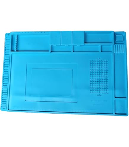Mumusuki Heat Soldering Station Mat – 13.8x9 Inch Silicone Repair Pad, Heat Resistant Up To 500°C, For Electronics & Stained Glass