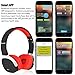 OXA Wireless Bluetooth Headset Foldable Noise Cancelling Sport Headphones with Microphone, NFC and Pedometer for TV Smartphone Devices, Black & Red